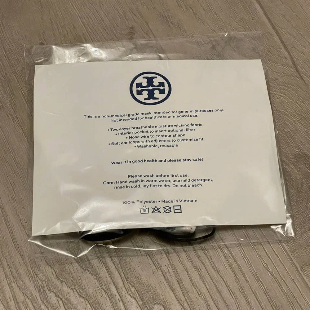 Tory Burch 2 Printed Two Layer Adjustable Face Mask New Limited Print